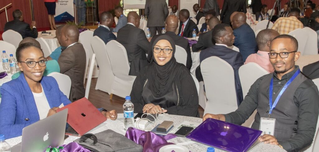 From left: Citizen TV’s Yvonne Okwara, Jamila Mohamed, and Sam Gituku at the 3rd EACC-UNODC anti-corruption workshop for media practitioners