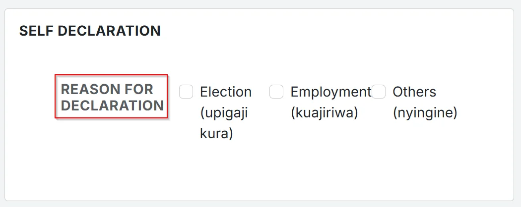 Step 4: Reason for Declaration